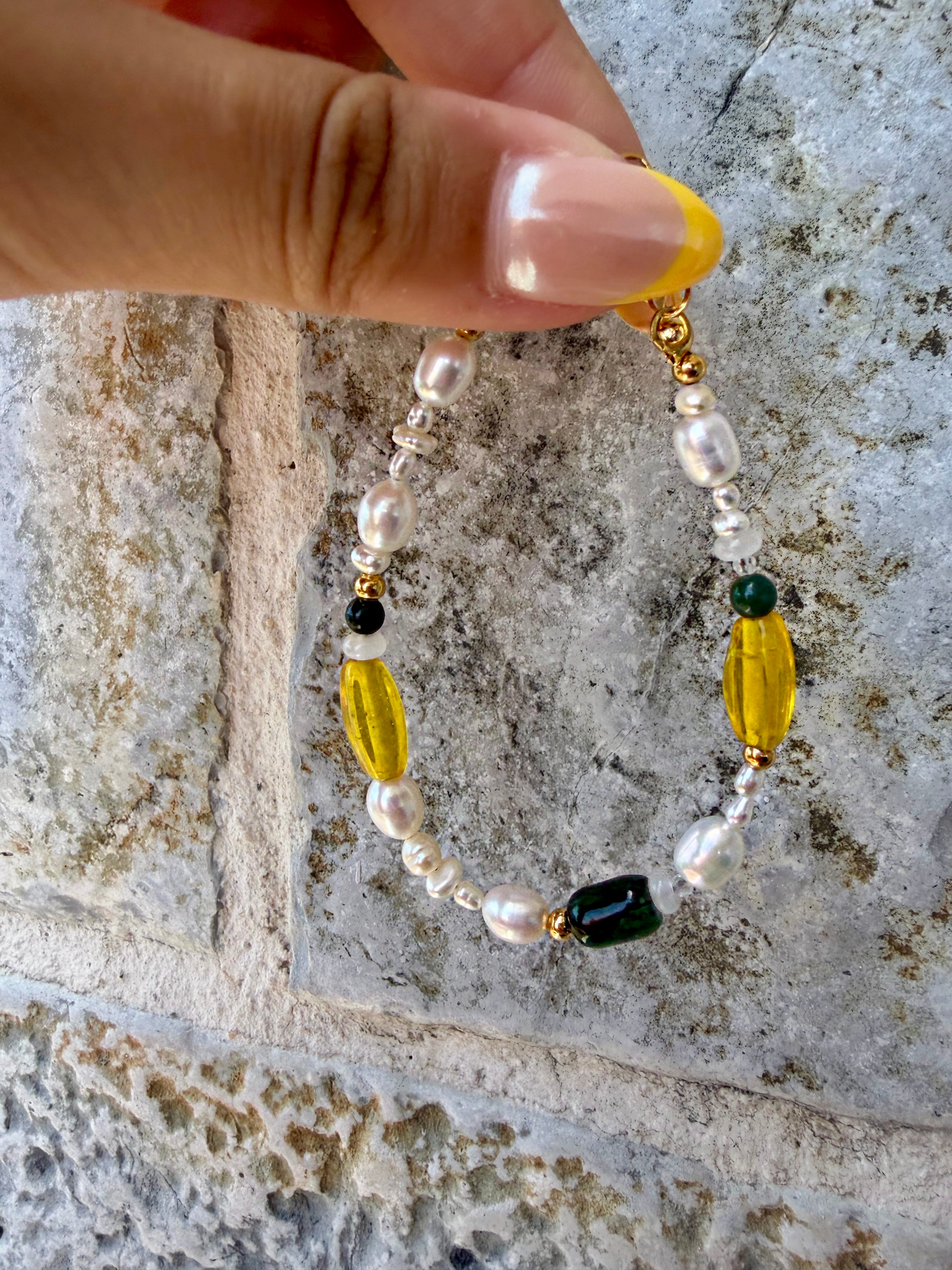 GOLDEN IVY - vergoldetes Perlenarmband