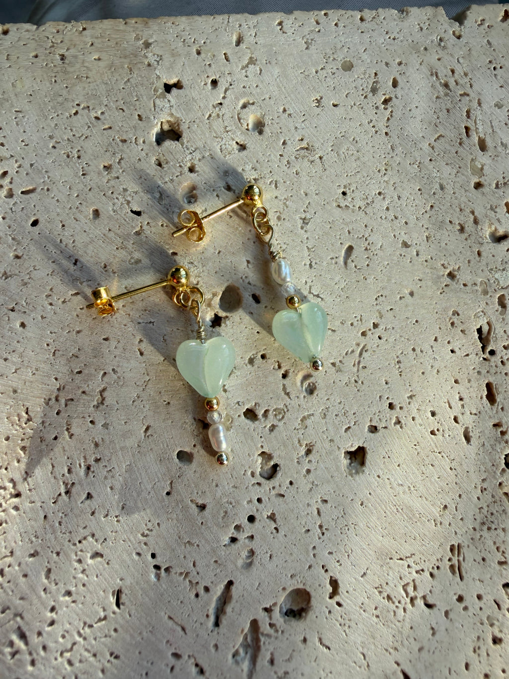 BLUE HEART - vergoldete Perlenohrringe
