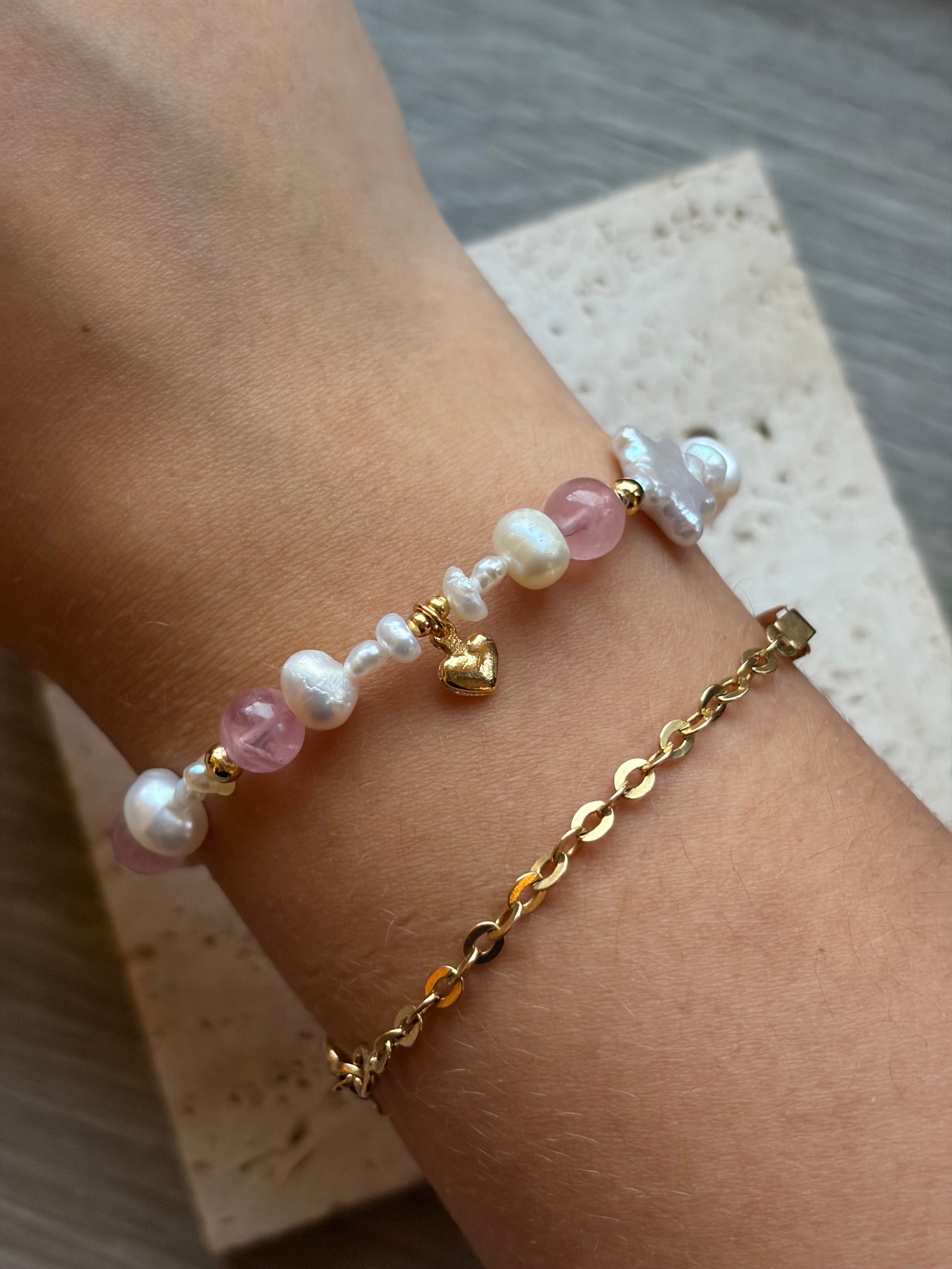 PINK ROSE QUARTZ - Perlenarmband