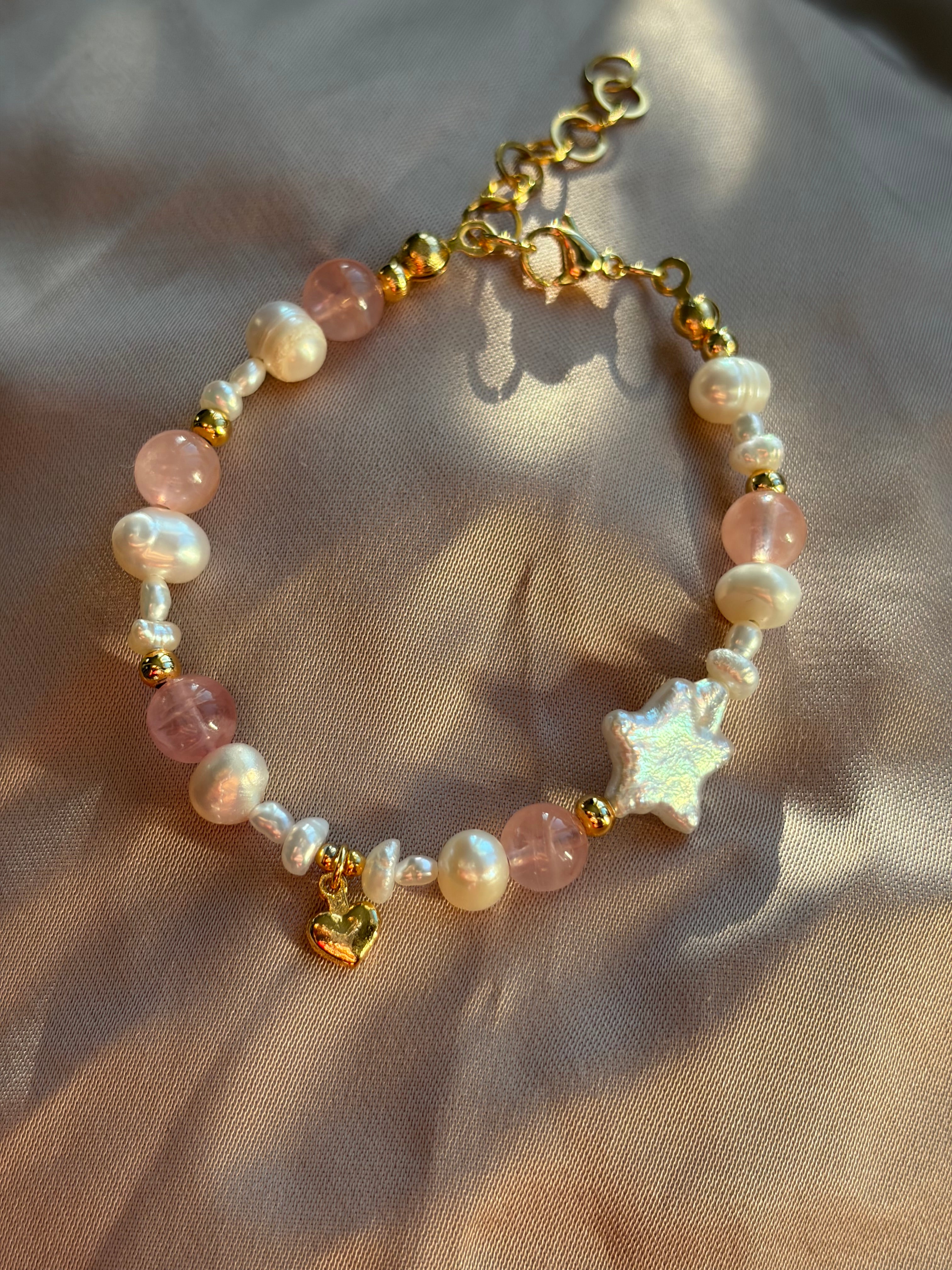 PINK ROSE QUARTZ - Perlenarmband