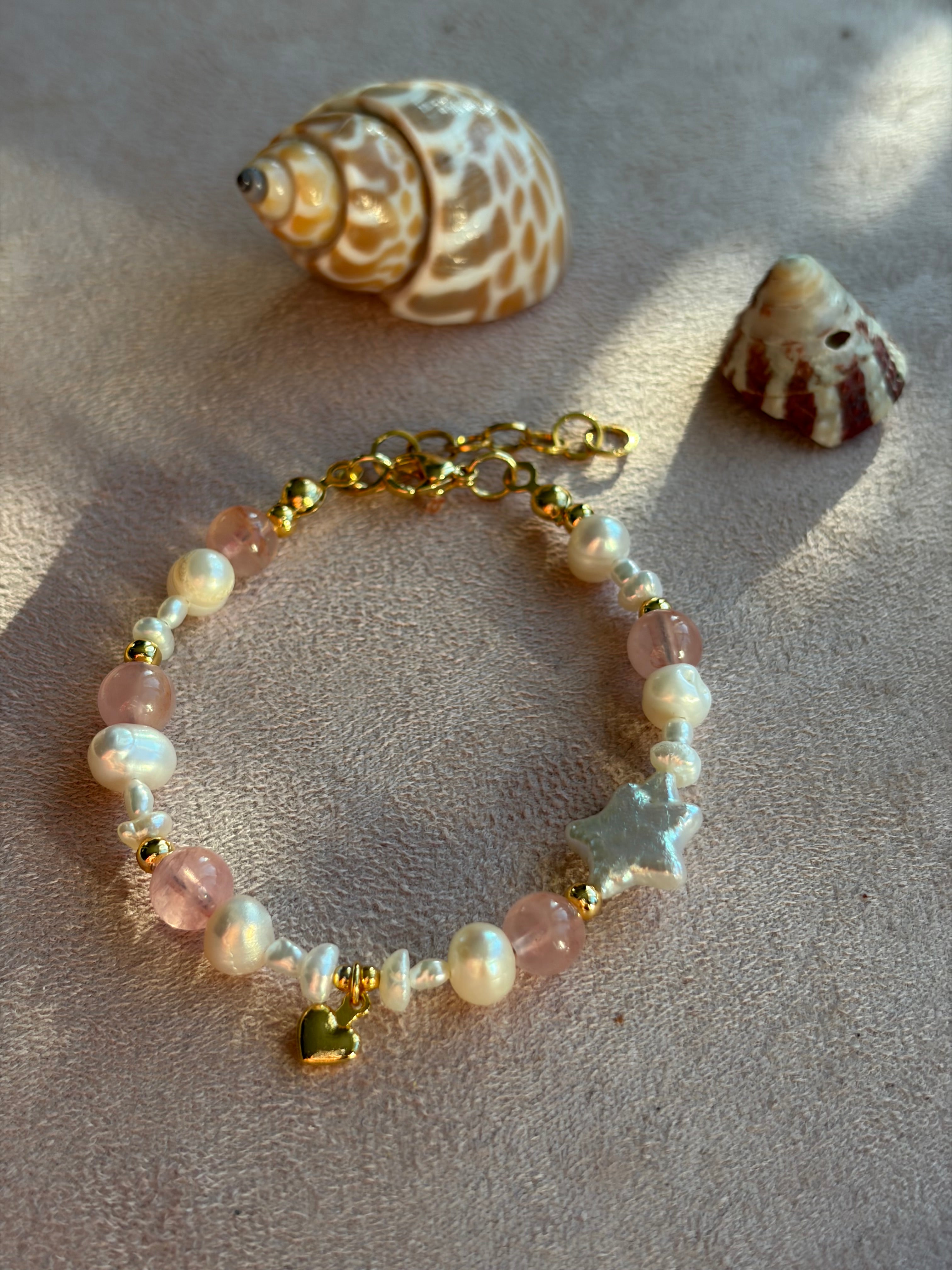 PINK ROSE QUARTZ - Perlenarmband