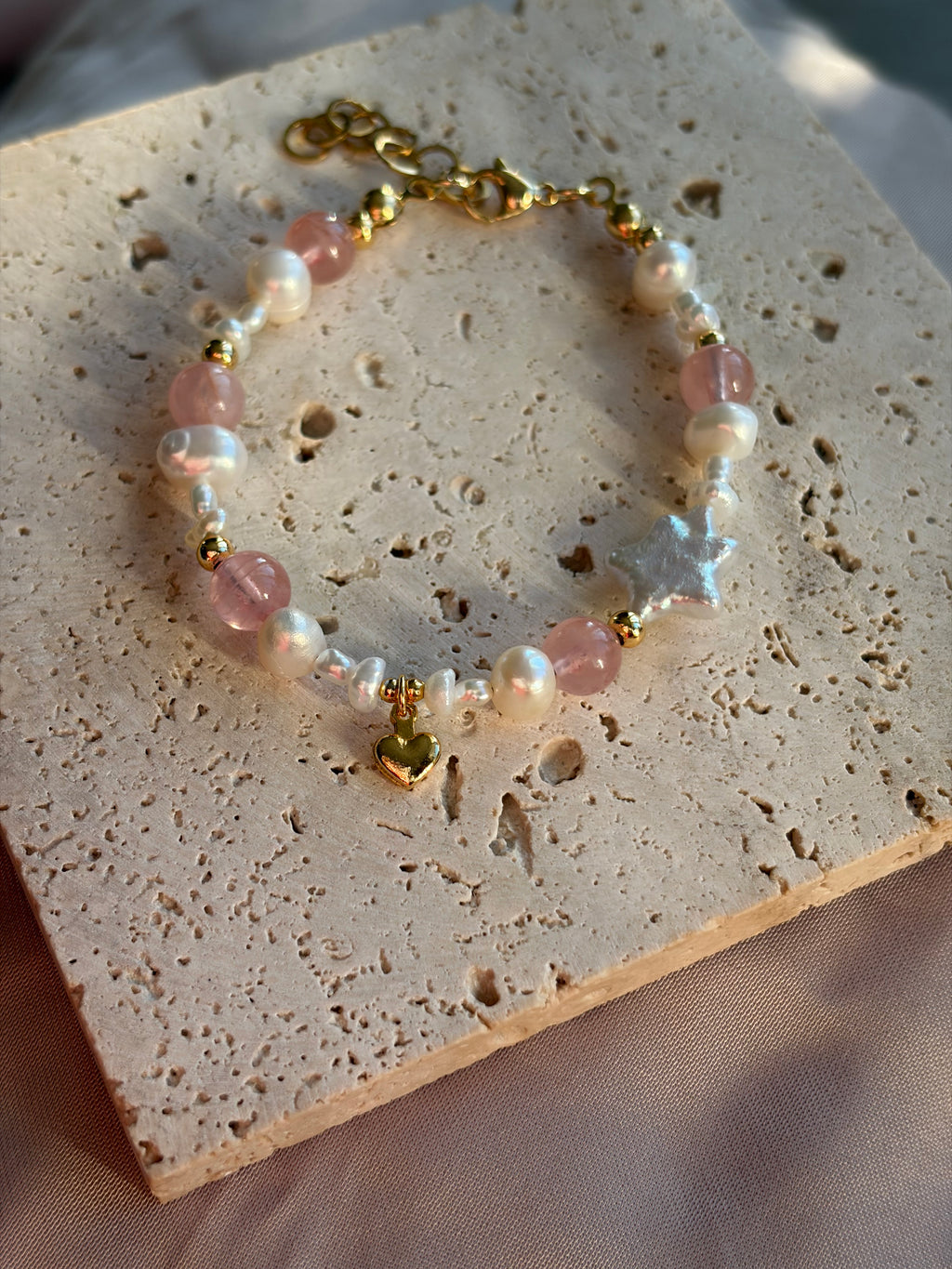 PINK ROSE QUARTZ - Perlenarmband