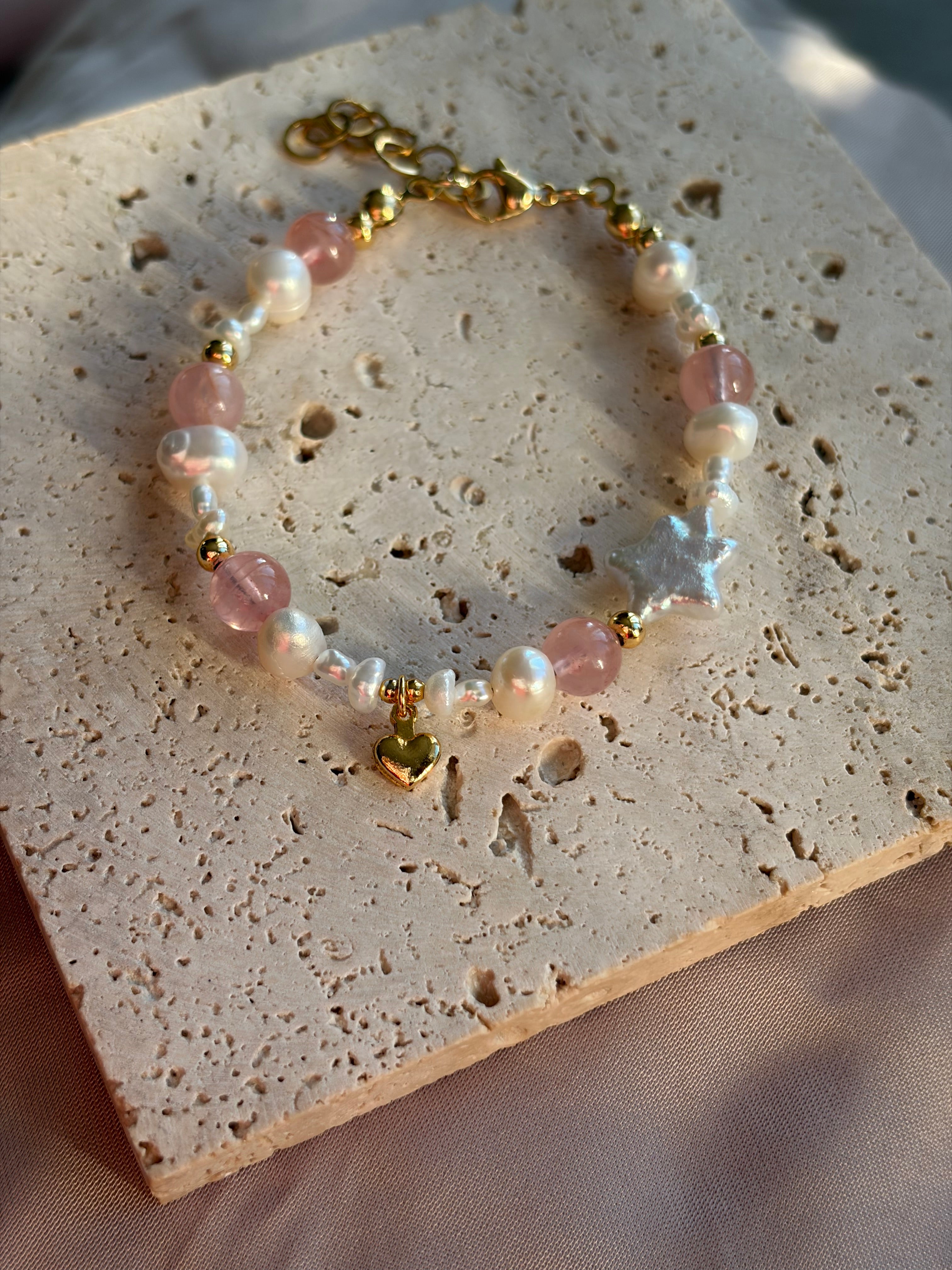 PINK ROSE QUARTZ - Perlenarmband